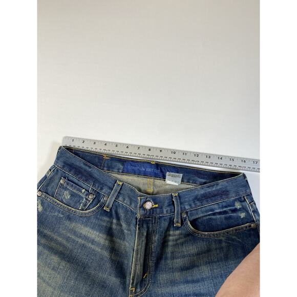 Vntg Levis Jeans Mens 34x33 Blue 527 Low Bootcut Distressed Denim Y2K Baggy - Picture 6 of 9